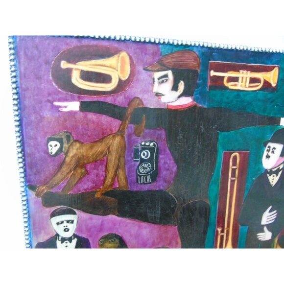 1972 Ken Nielsen Art Painting Oil On Wood “MUSICAL CAPERS” Vtg Mexico Provenance - Picture 6 of 8